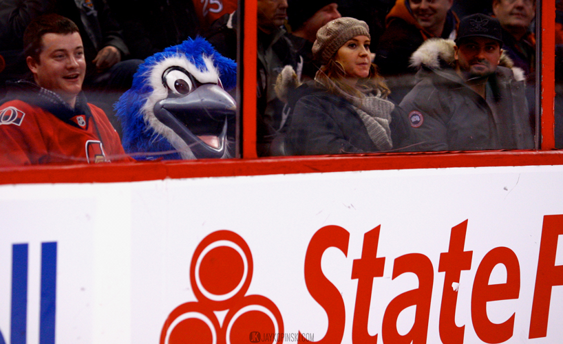 OTTAWA, CANADA - December 16: The Blue Jay fan during a game between the Blues and Senators at Canadian Tire Centre on December 16, 2013 in Ottawa, Ontario, Canada. ***** Editorial Use Only *****Jay Kopinski-Icon/SMI